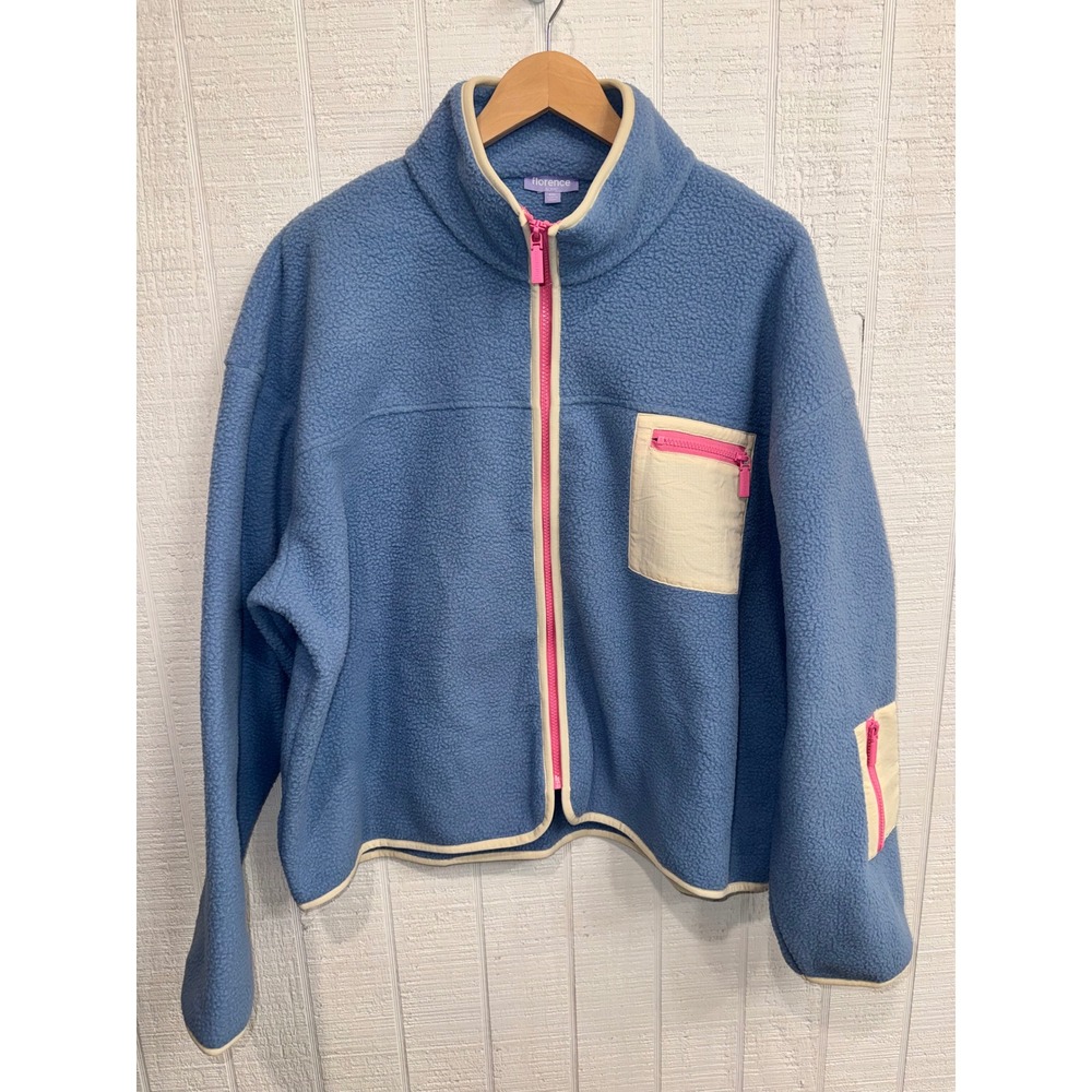 Florence by Mills Sherpa Fleece Jacket Womens XXL Blue Pink Full Zip Gorpcore